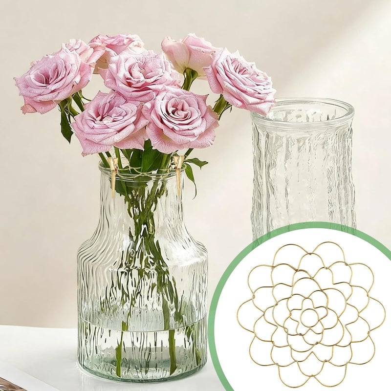 hurifeng 3Pcs Flower Arrangement Holder Set- Stainless Steel Floral Grid Organizer - Wire Frog Insert for Vases Bouquets DIY Home Decor(Gold) - Image 4